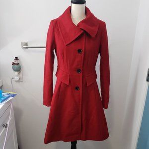 EXPRESS Red Wool-Blend Trench Coat